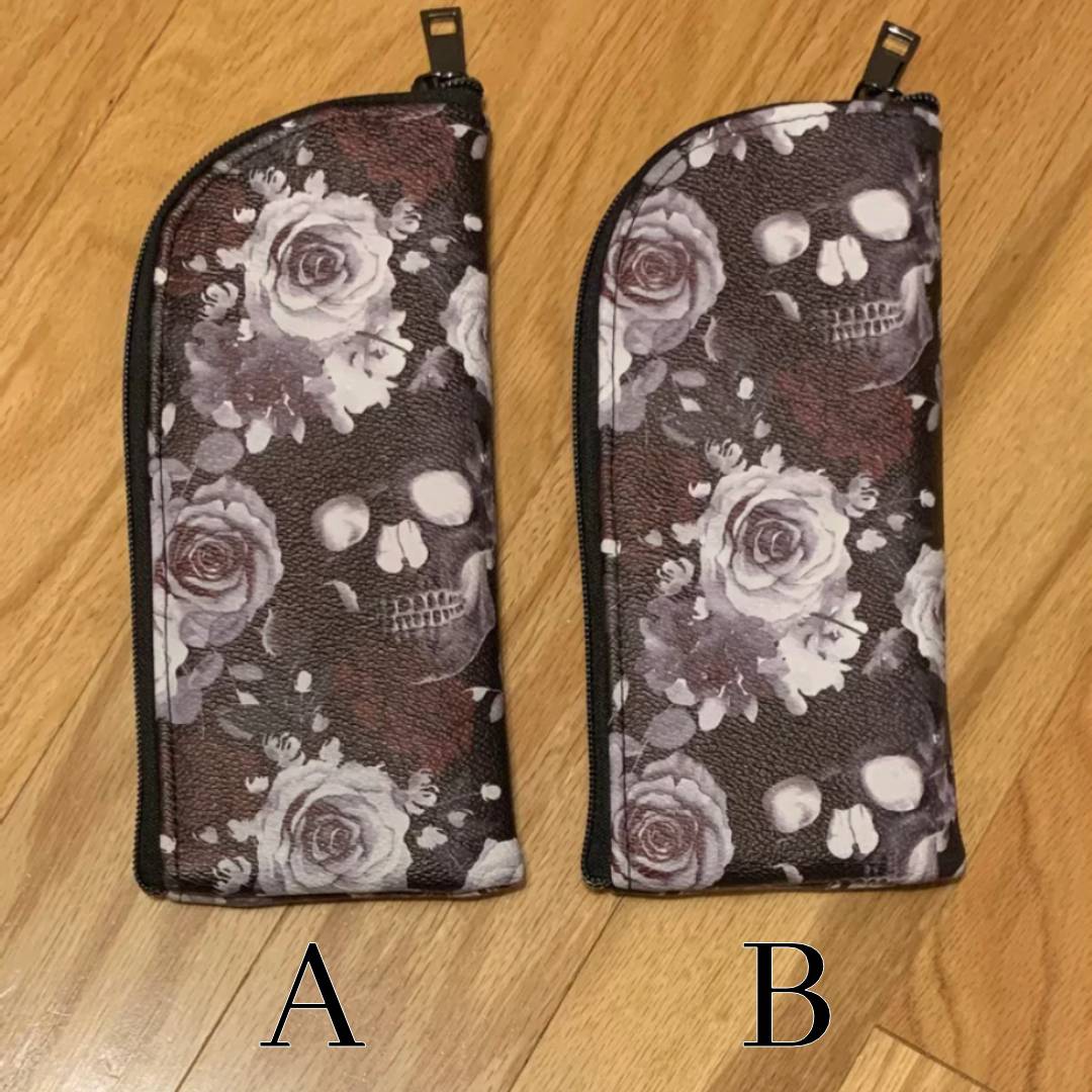 Floral skull soft glasses cases