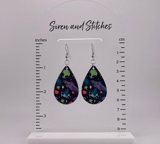 Alien ship earrings