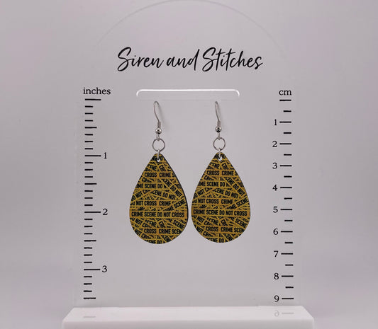 Crime scene tape earrings