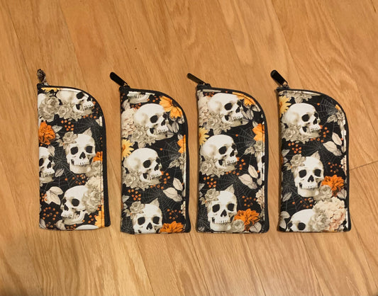 Fall floral skull soft glasses case