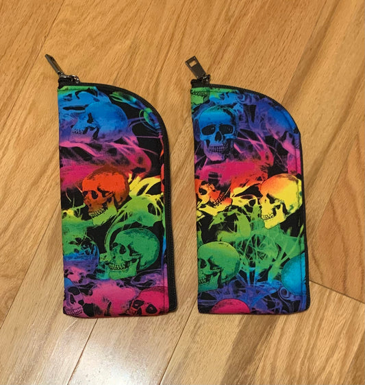 Rainbow skull soft glasses case