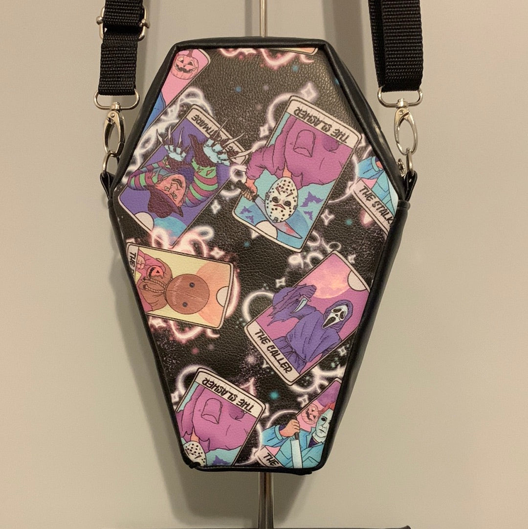 Horror cards coffin crossbody bag