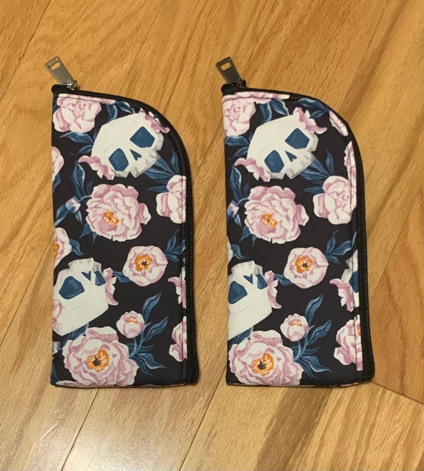 Cute floral skull soft glasses case