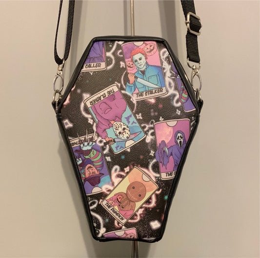 Horror cards coffin crossbody bag