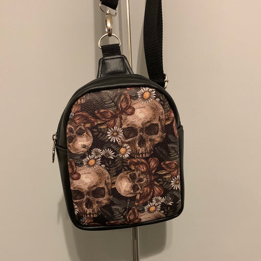 Floral skull crossbody bag