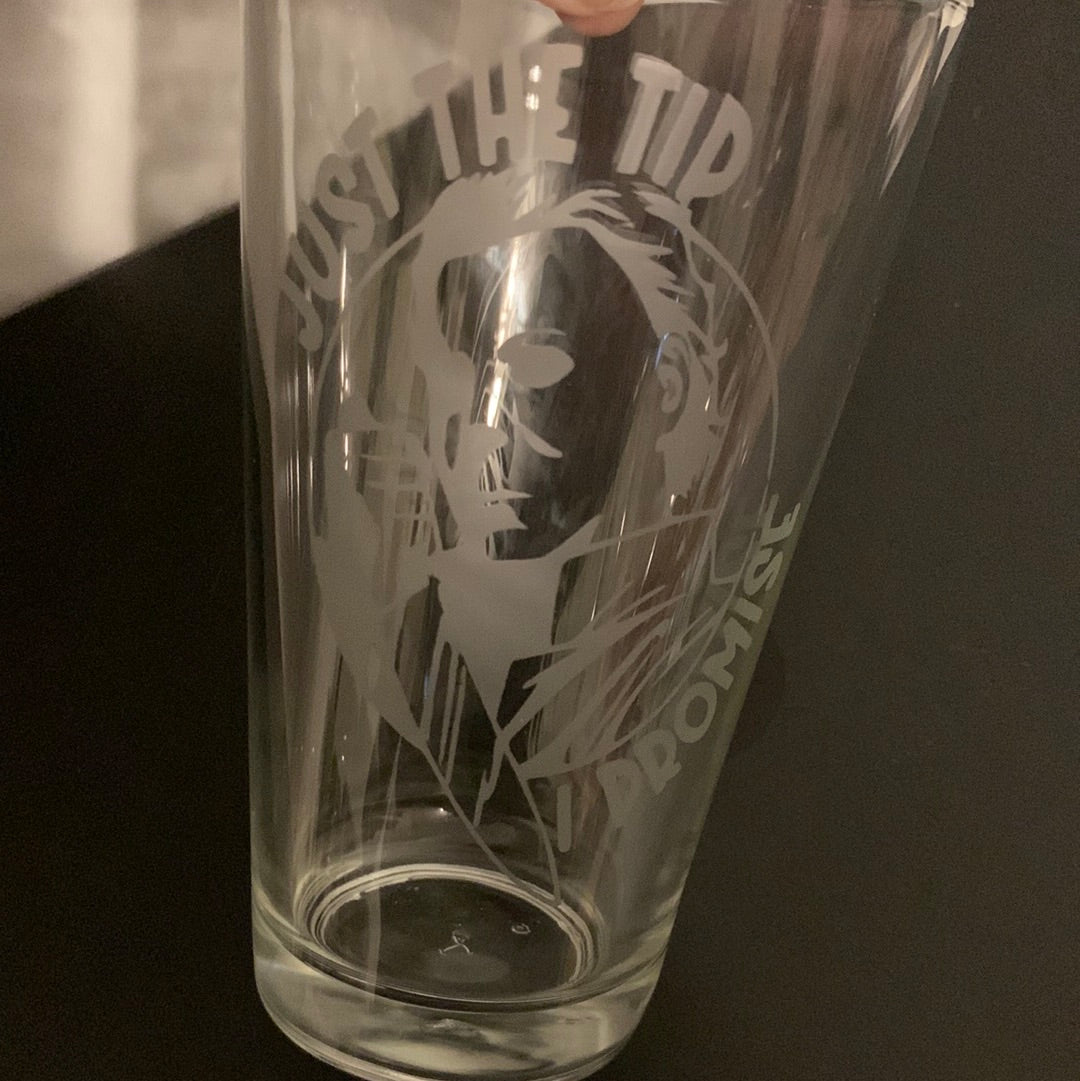 Just the tip, I promise etched glass cup