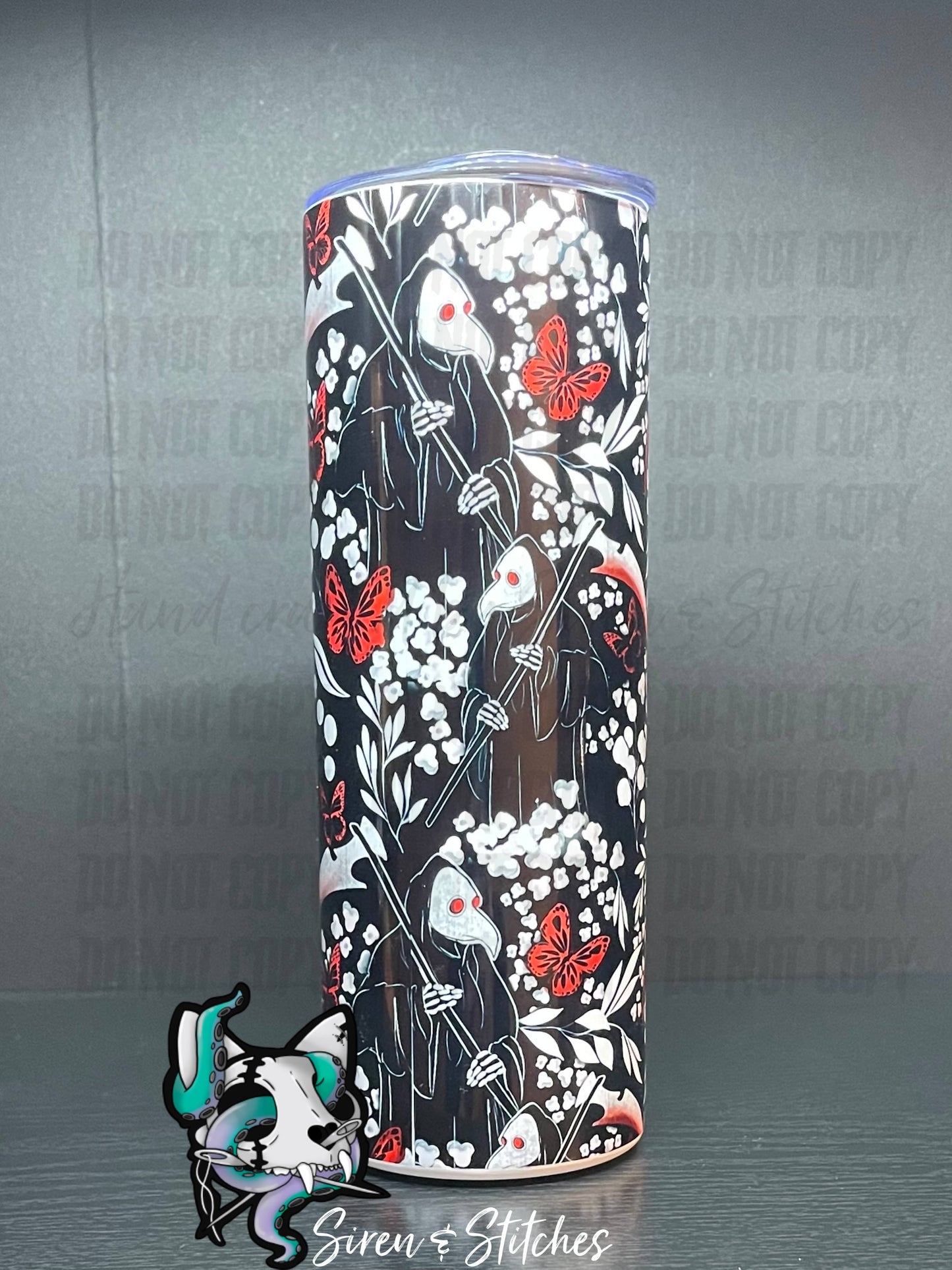 Floral plague doctor 20oz tumbler