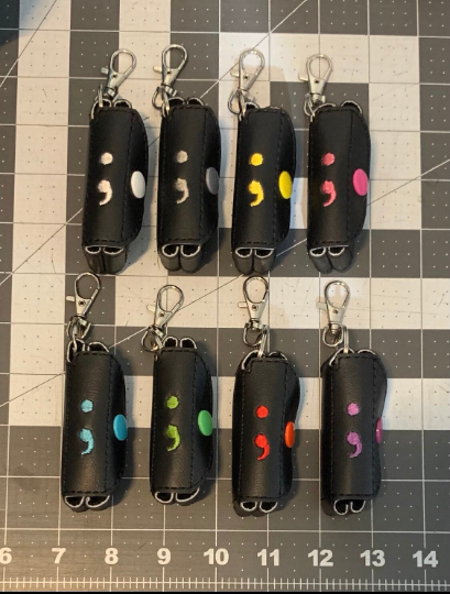 Semi-colon lip balm keeper keychain