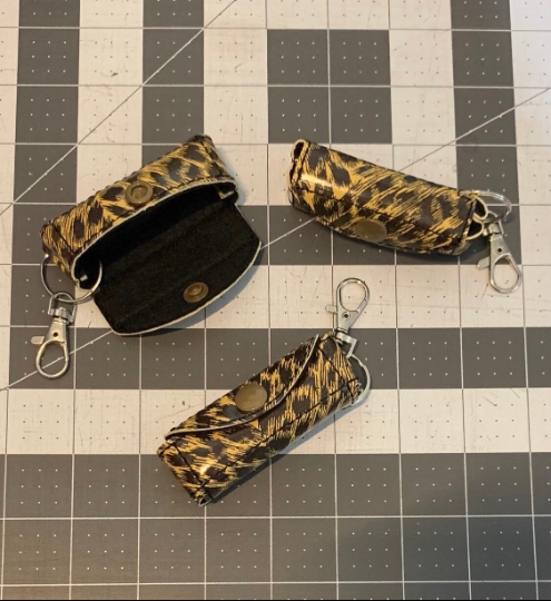 Leopard lip balm keeper keychain