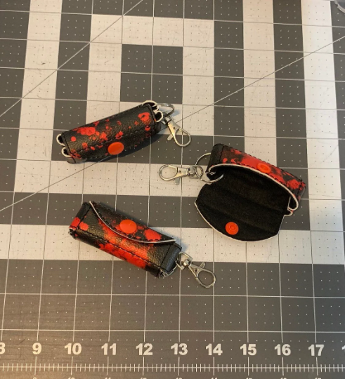 Blood splatter lip balm keeper keychain