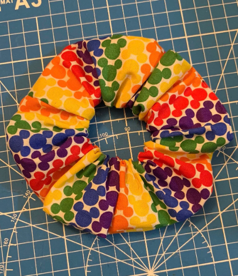 Rainbow mouse scrunchie